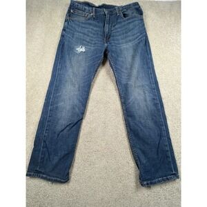 Levi's Jeans Mens 34x30 Blue Denim Medium Wash Straight Leg Casual Distressed
